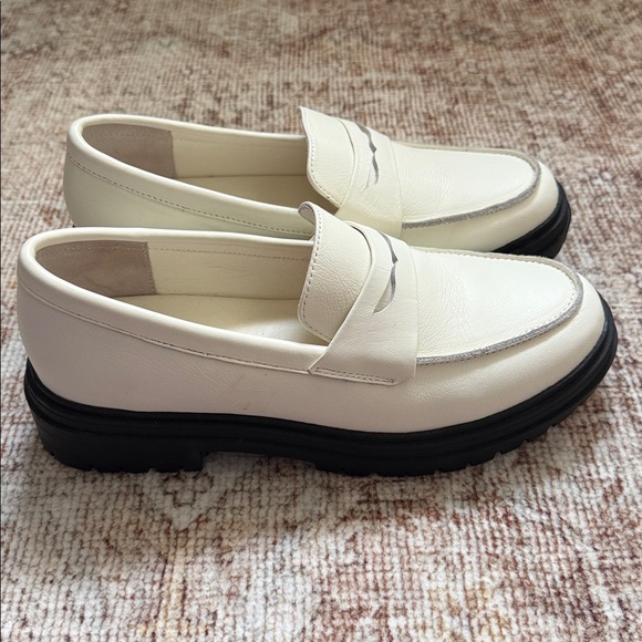Quince Italian Leather Lug Sole Loafers Chunky Lug Sole Bone White Women US 8 - Picture 4 of 7